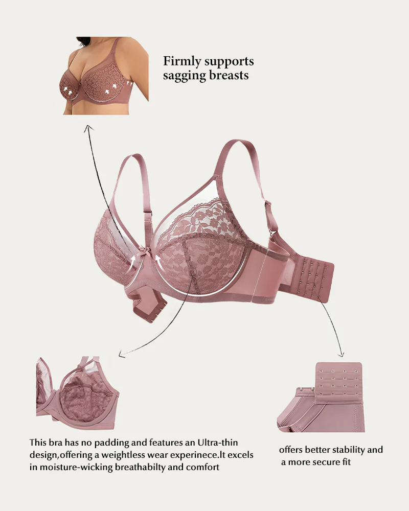 Full Coverage Lace Minimizer Bra - Petal - Image 3