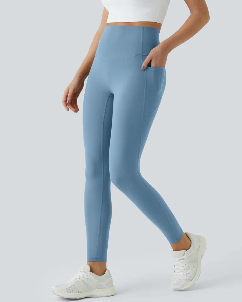 Butt Lifting Tummy Control Side Pocket High Waisted Shaping Training Leggings - Image 40