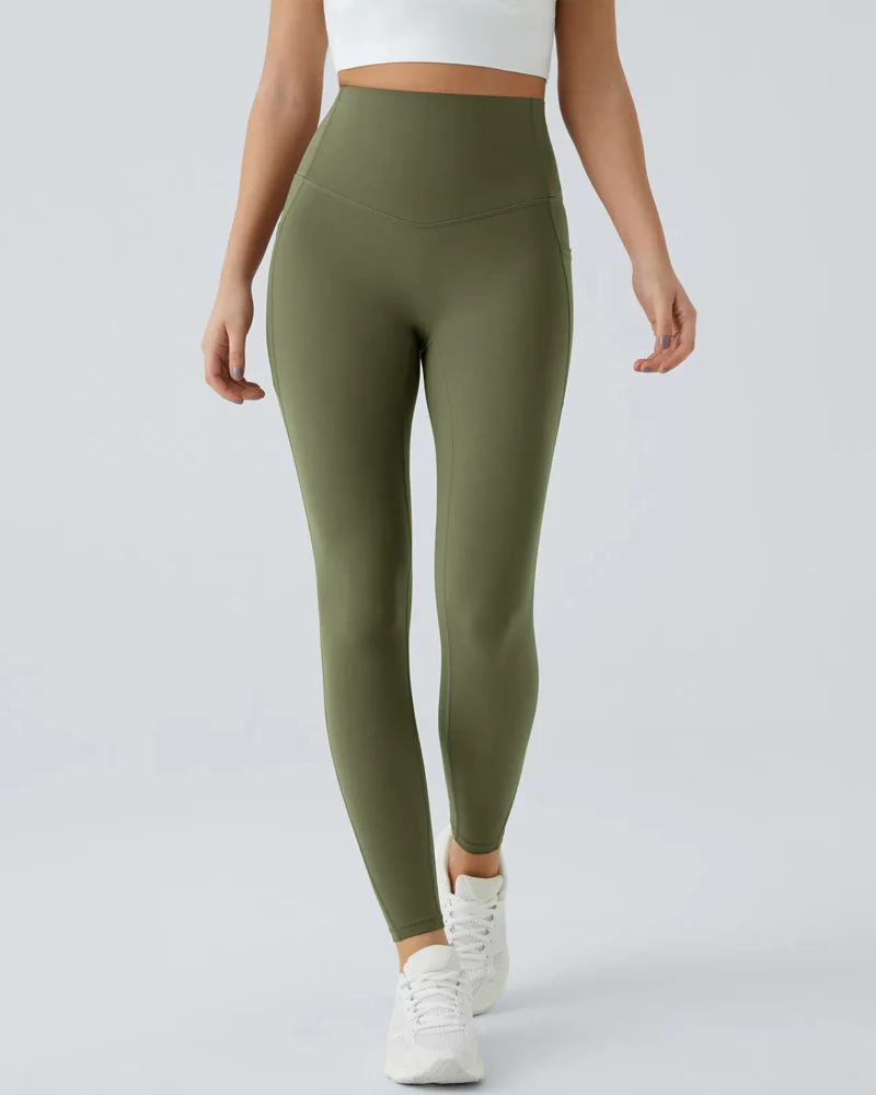 Butt Lifting Tummy Control Side Pocket High Waisted Shaping Training Leggings - Image 50