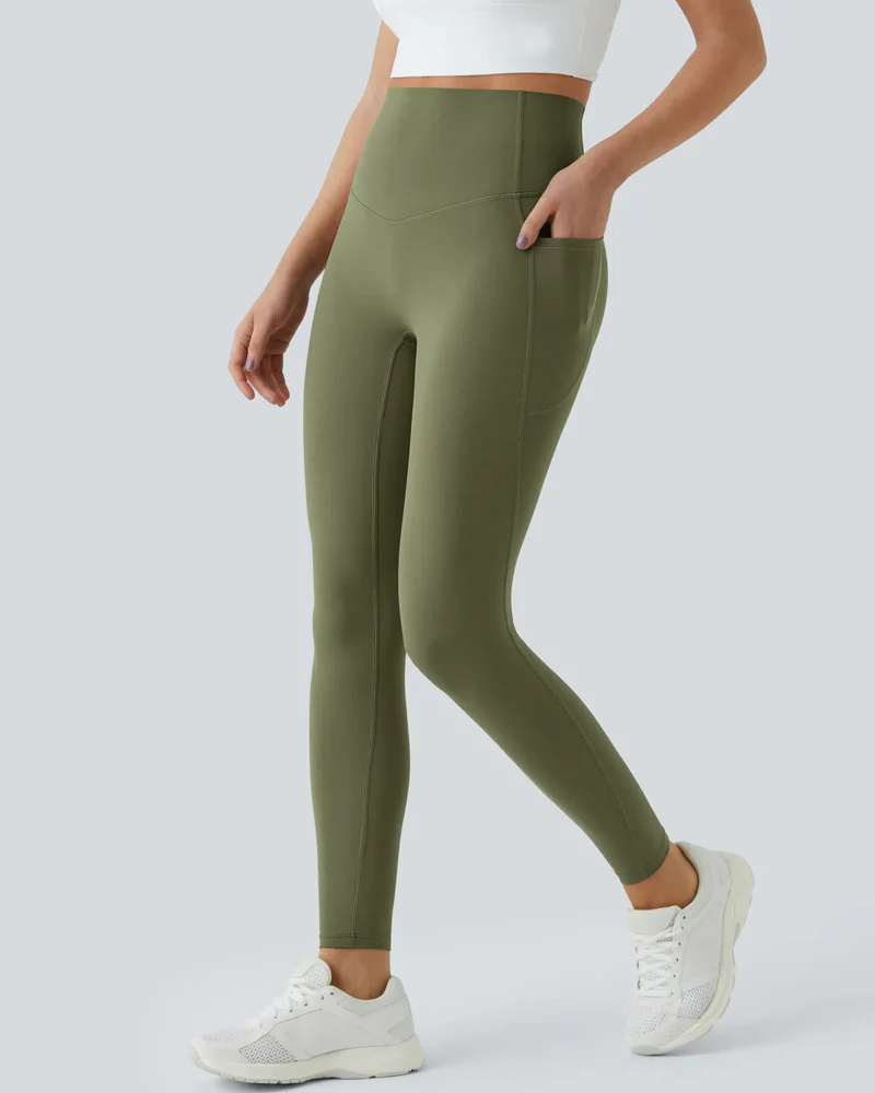 Butt Lifting Tummy Control Side Pocket High Waisted Shaping Training Leggings - Image 55