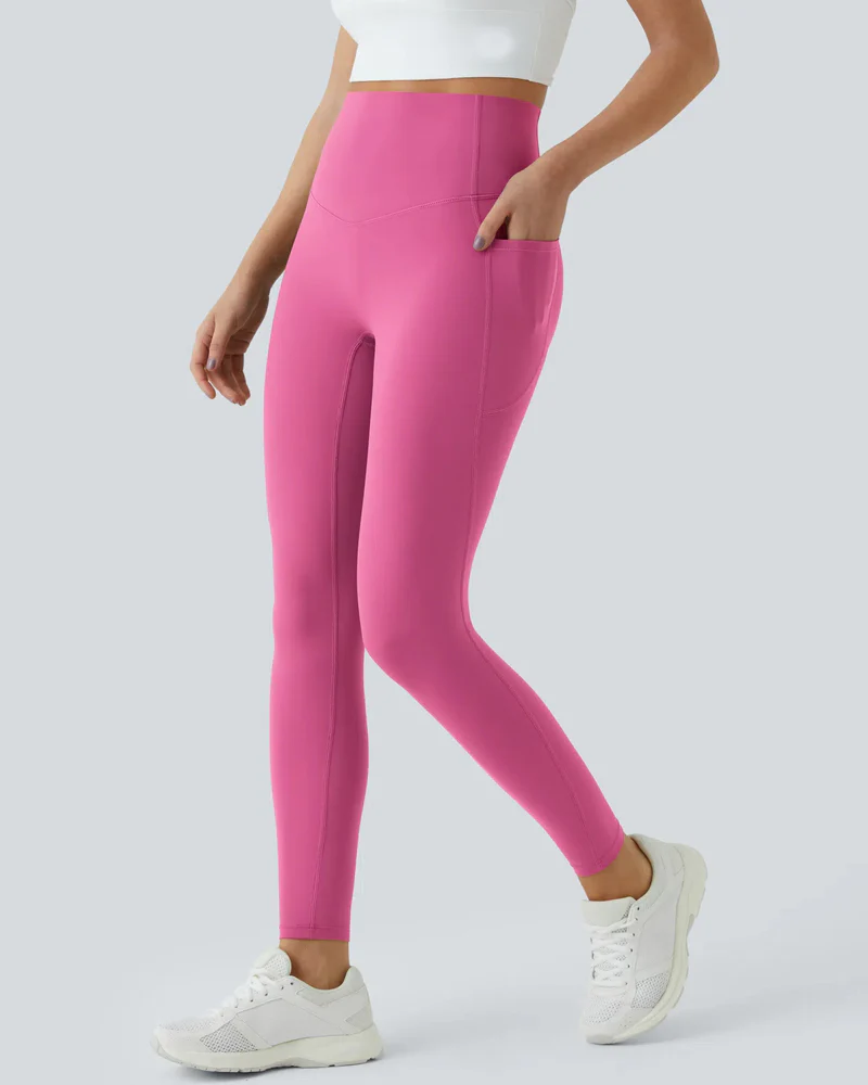 Butt Lifting Tummy Control Side Pocket High Waisted Shaping Training Leggings - Image 70