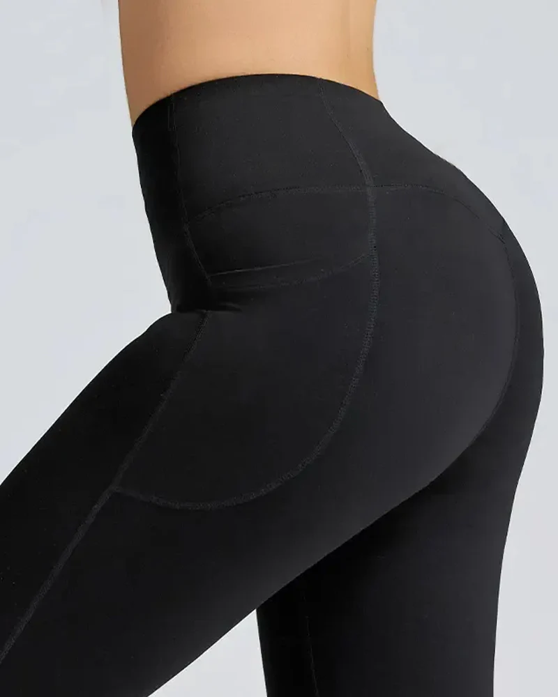 Butt Lifting Tummy Control Side Pocket High Waisted Shaping Training Leggings - Image 8