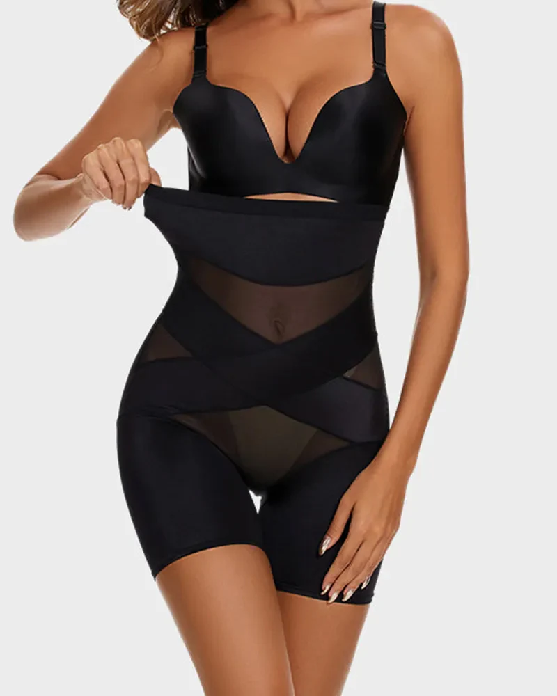 Crossover Bandage High Waist Hip-Lifting Shorts - Image 10