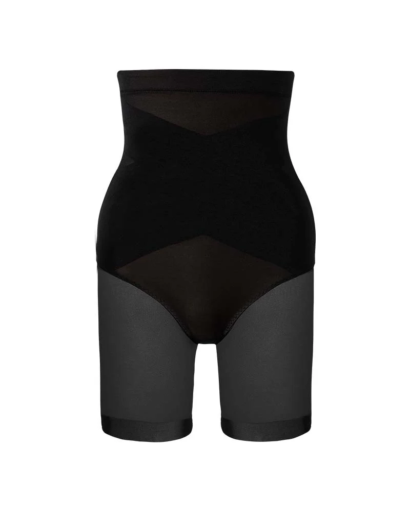 High Waist Criss-Cross Mesh Shaping Mid-Thigh Shorts - Image 5