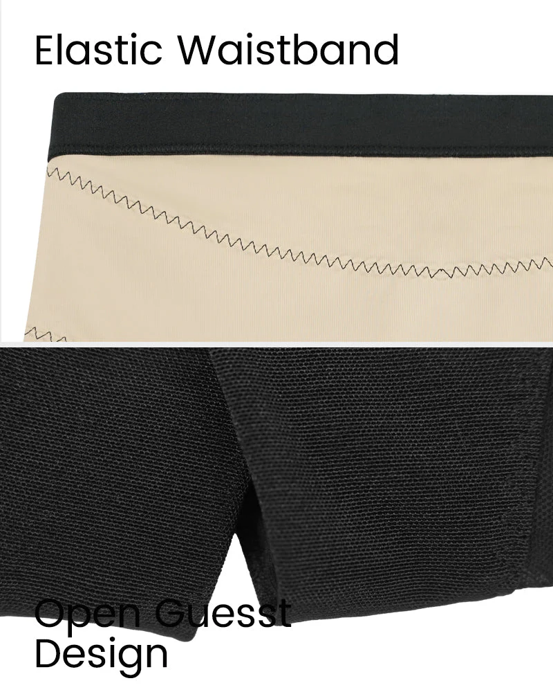 High Waist Criss-Cross Mesh Shaping Mid-Thigh Shorts - Image 9