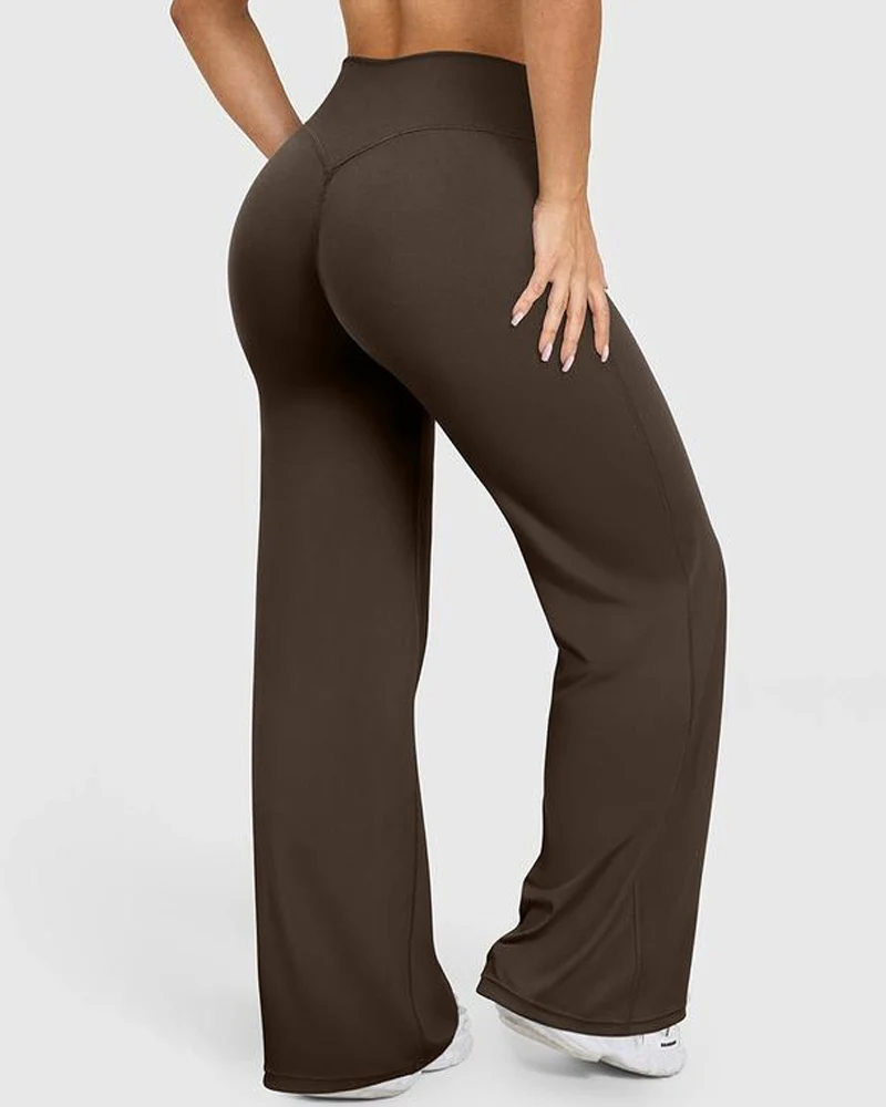 High Waist Stretch Casual Soft Straight Leg Bottoms - Image 10