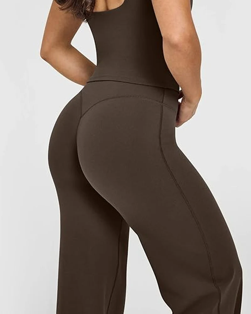 High Waist Stretch Casual Soft Straight Leg Bottoms - Image 11