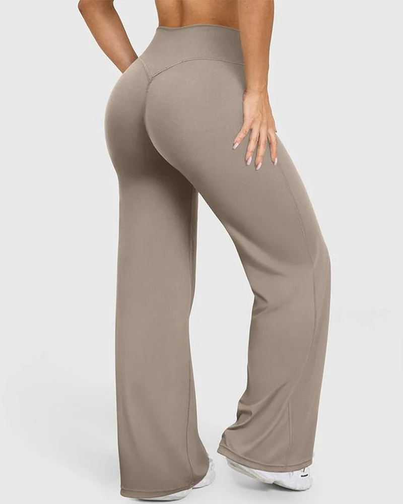 High Waist Stretch Casual Soft Straight Leg Bottoms - Image 14