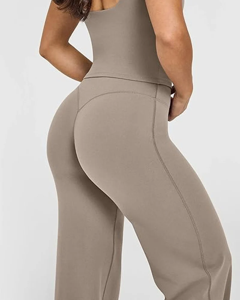 High Waist Stretch Casual Soft Straight Leg Bottoms - Image 15