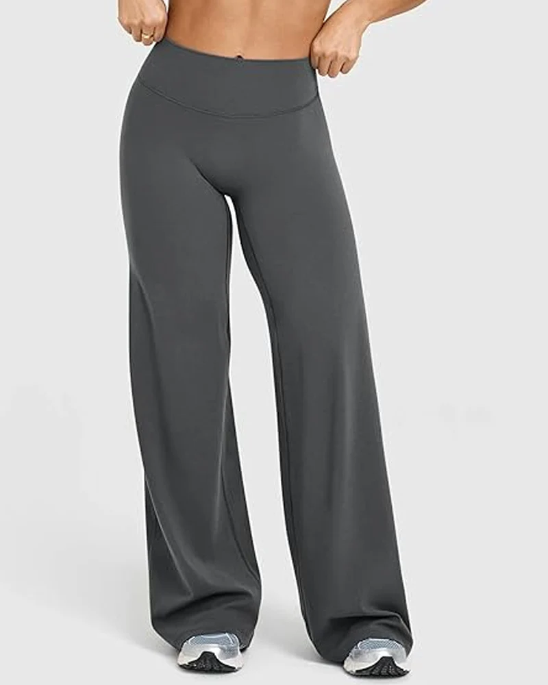 High Waist Stretch Casual Soft Straight Leg Bottoms - Image 8