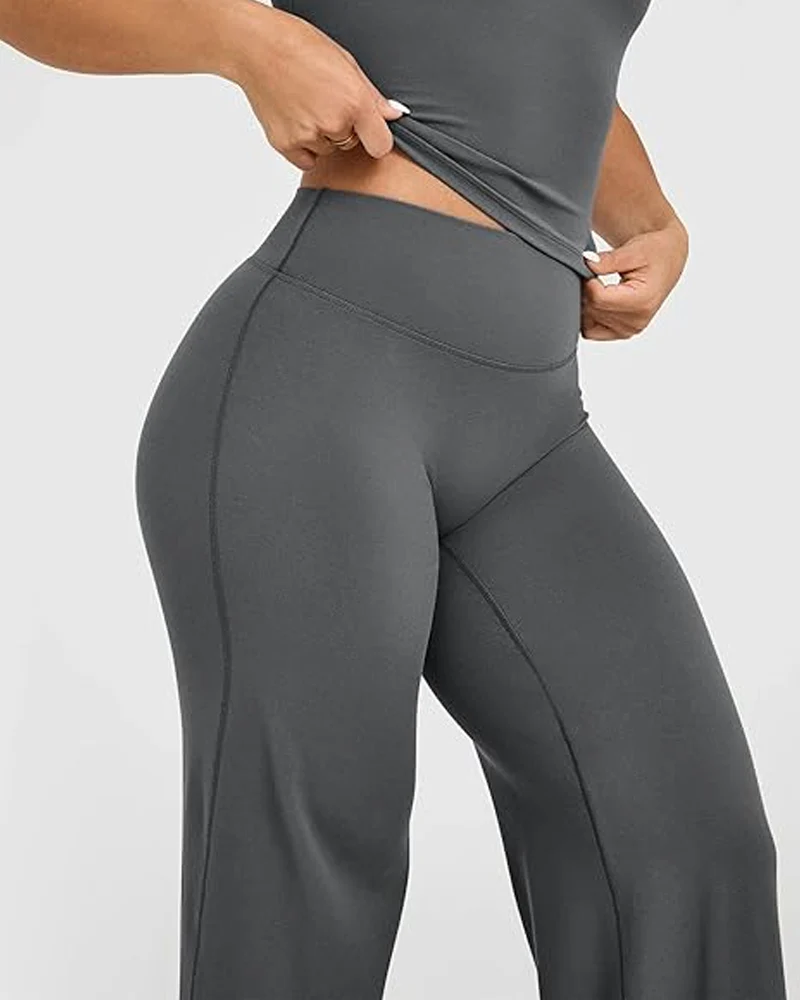 High Waist Stretch Casual Soft Straight Leg Bottoms - Image 9