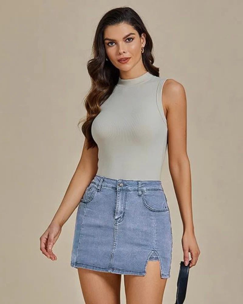High Waisted Jean Shorts - Image 9