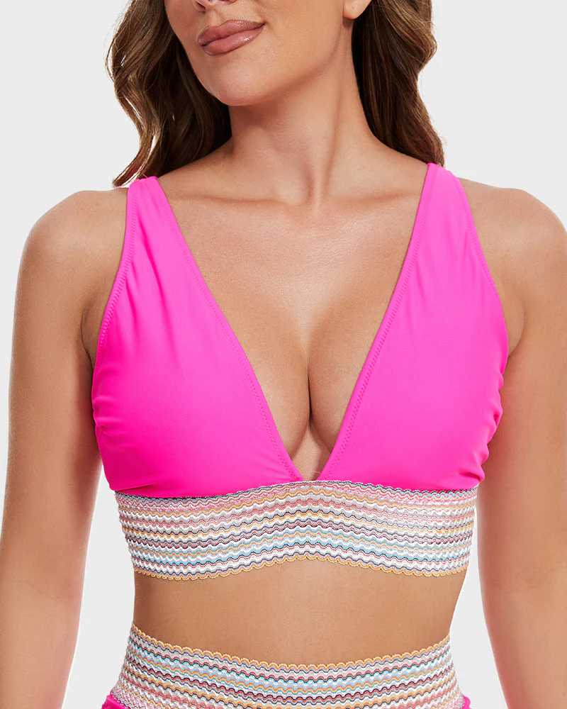 High Waisted Tummy Control Color Block Bikini Sets - Image 30