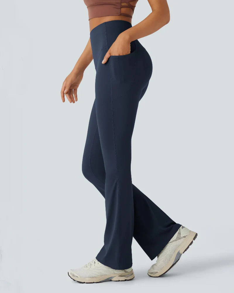 High Waisted Tummy Control Pocket Shaping Yoga Bootcut Leggings - Image 10