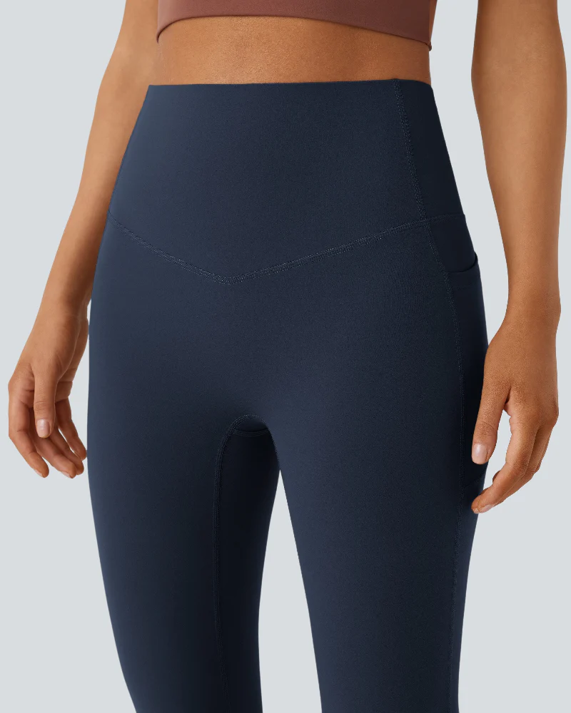 High Waisted Tummy Control Pocket Shaping Yoga Bootcut Leggings - Image 12