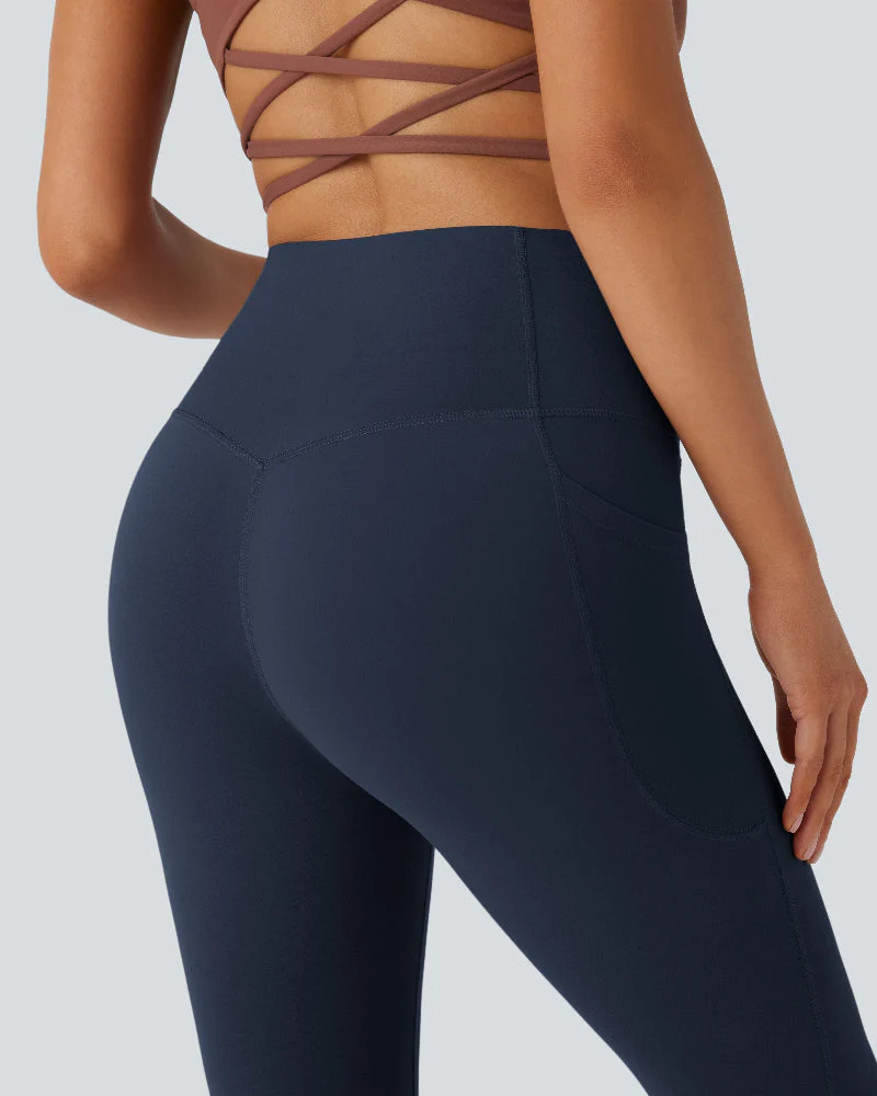 High Waisted Tummy Control Pocket Shaping Yoga Bootcut Leggings - Image 13