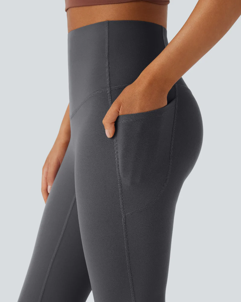 High Waisted Tummy Control Pocket Shaping Yoga Bootcut Leggings - Image 17