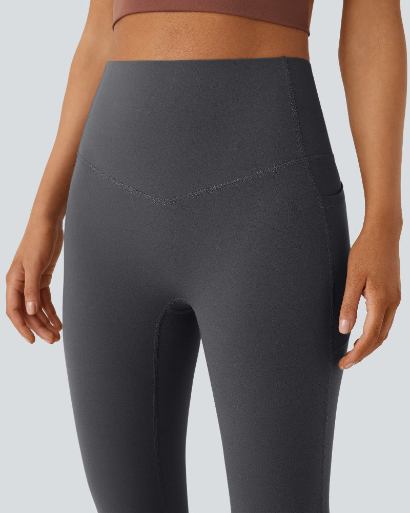 High Waisted Tummy Control Pocket Shaping Yoga Bootcut Leggings - Image 19