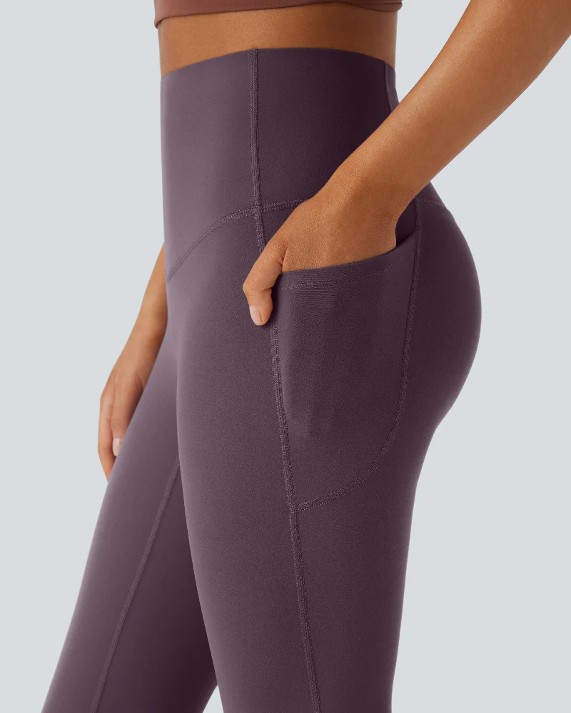 High Waisted Tummy Control Pocket Shaping Yoga Bootcut Leggings - Image 23