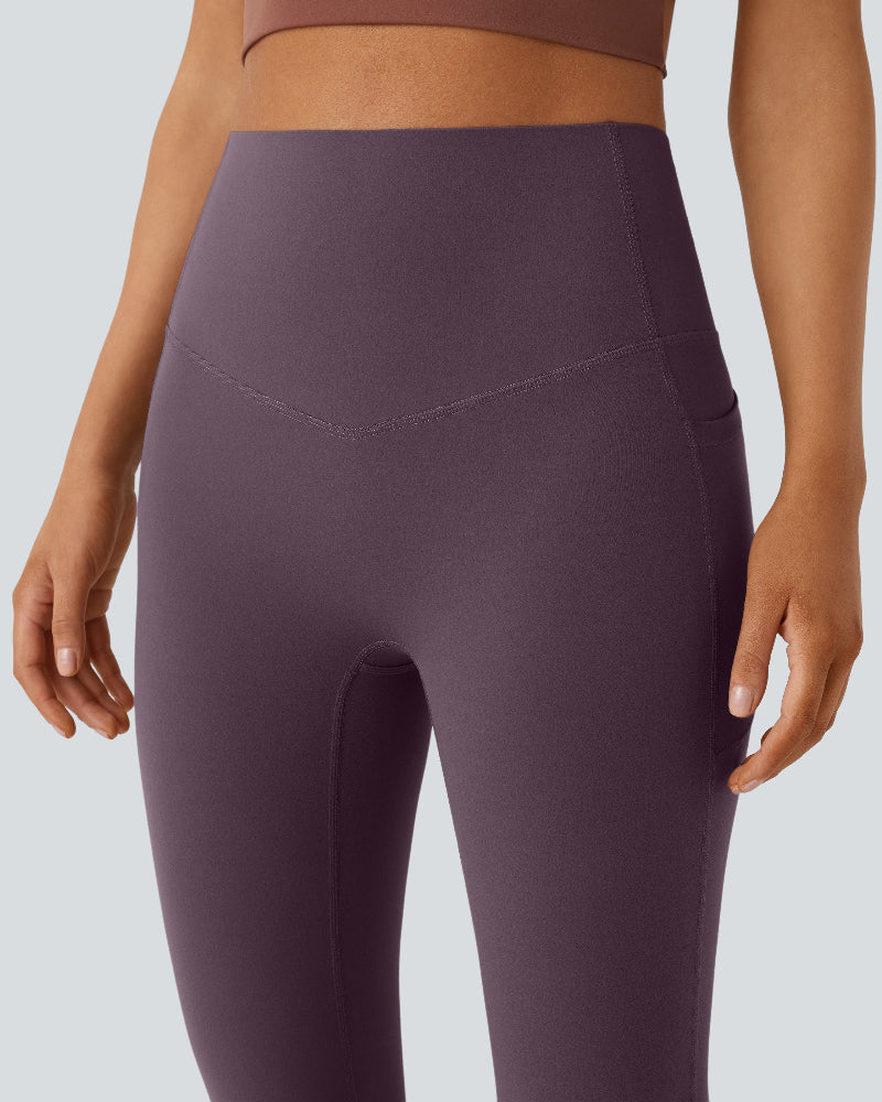 High Waisted Tummy Control Pocket Shaping Yoga Bootcut Leggings - Image 24