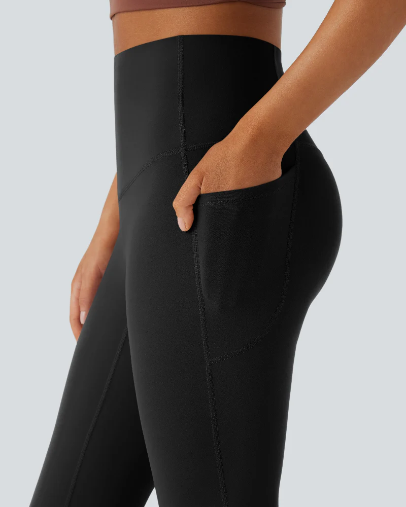 High Waisted Tummy Control Pocket Shaping Yoga Bootcut Leggings - Image 5
