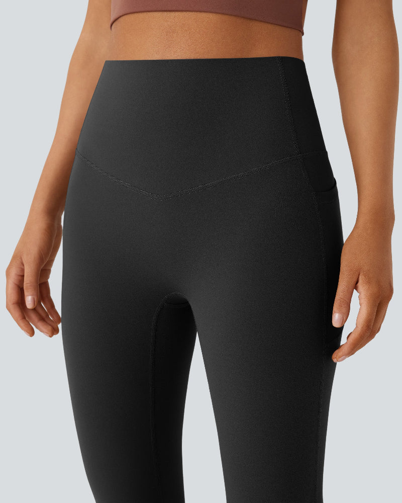 High Waisted Tummy Control Pocket Shaping Yoga Bootcut Leggings - Image 6