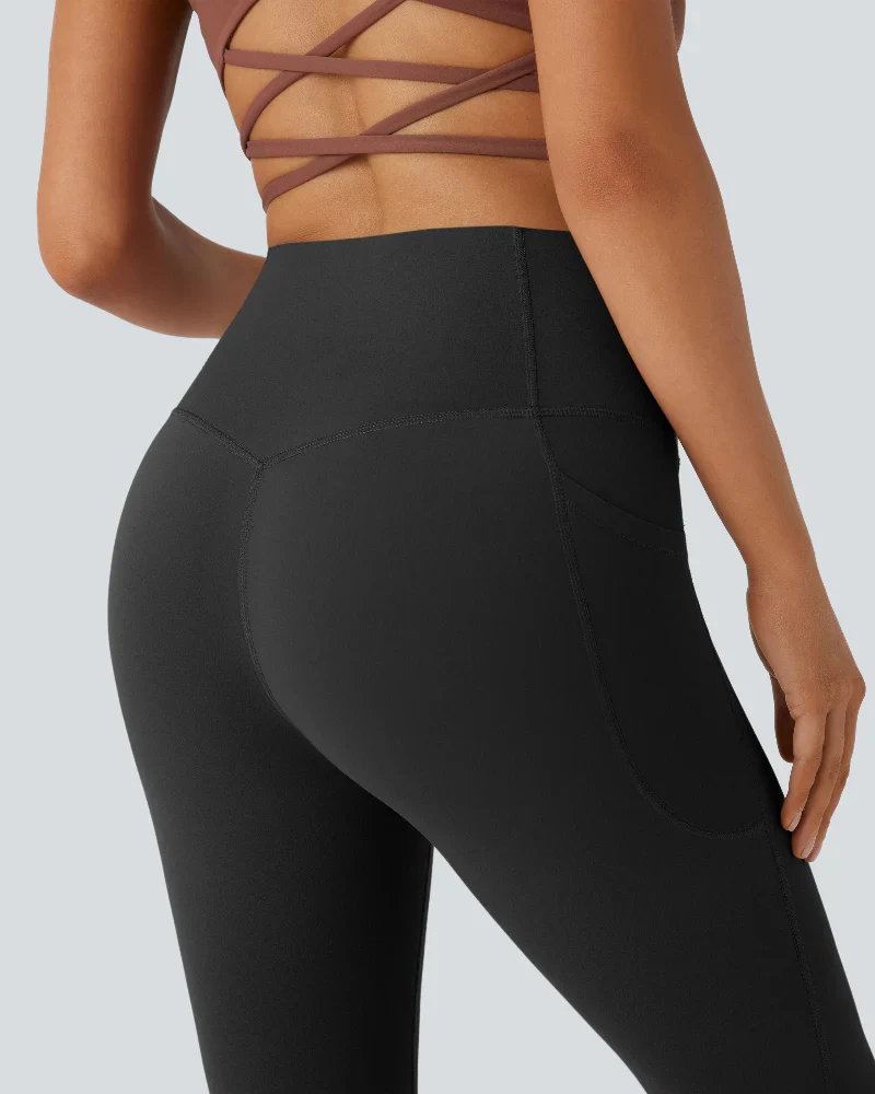 High Waisted Tummy Control Pocket Shaping Yoga Bootcut Leggings - Image 7
