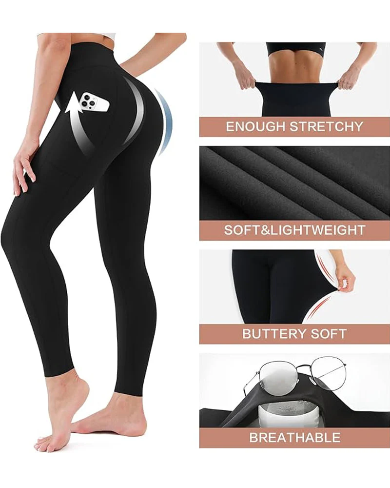 High Waisted Butt Lifting Tummy Control Side Pocket Shaping Training Leggings - Image 10