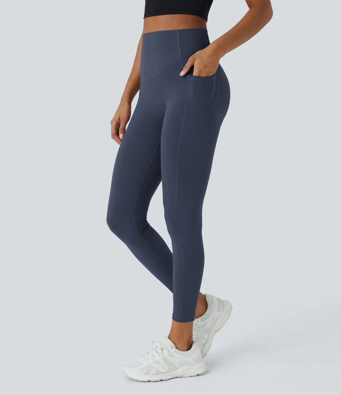 High Waisted Butt Lifting Tummy Control Side Pocket Shaping Training Leggings - Image 32