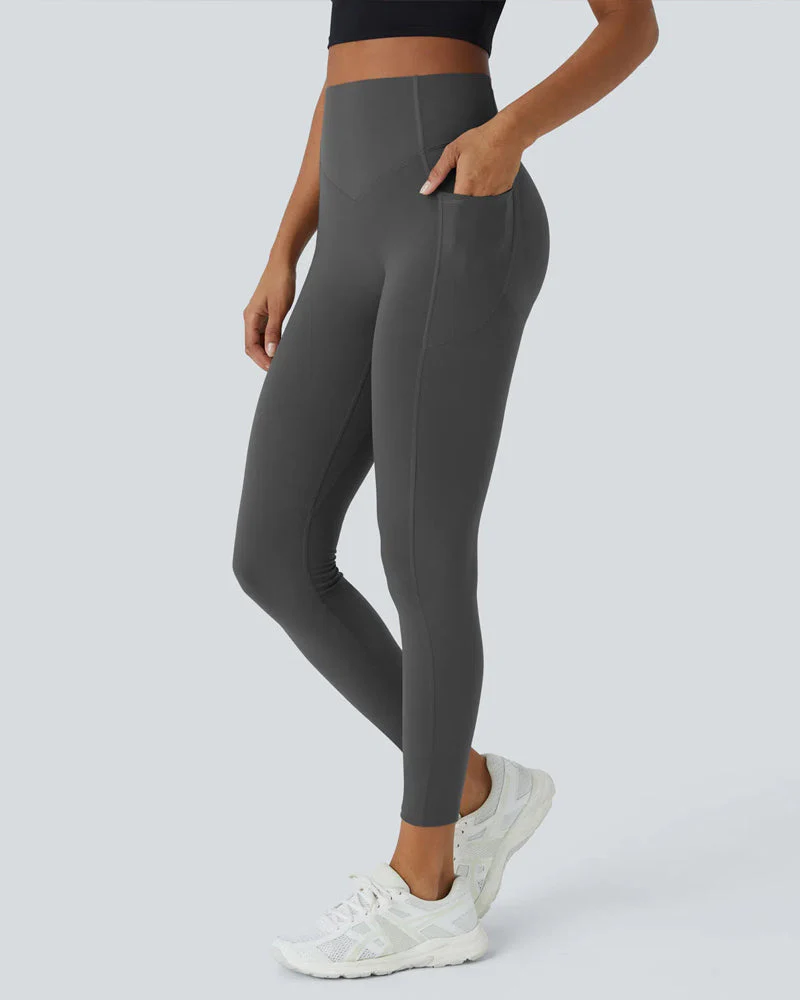 High Waisted Butt Lifting Tummy Control Side Pocket Shaping Training Leggings - Image 33
