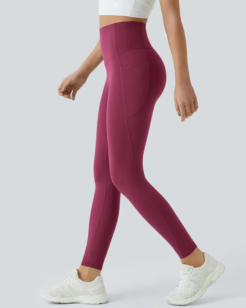 High Waisted Butt Lifting Tummy Control Side Pocket Shaping Training Leggings - Image 38