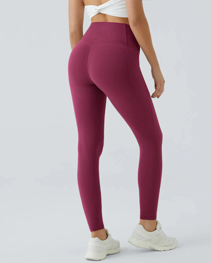 High Waisted Butt Lifting Tummy Control Side Pocket Shaping Training Leggings - Image 40