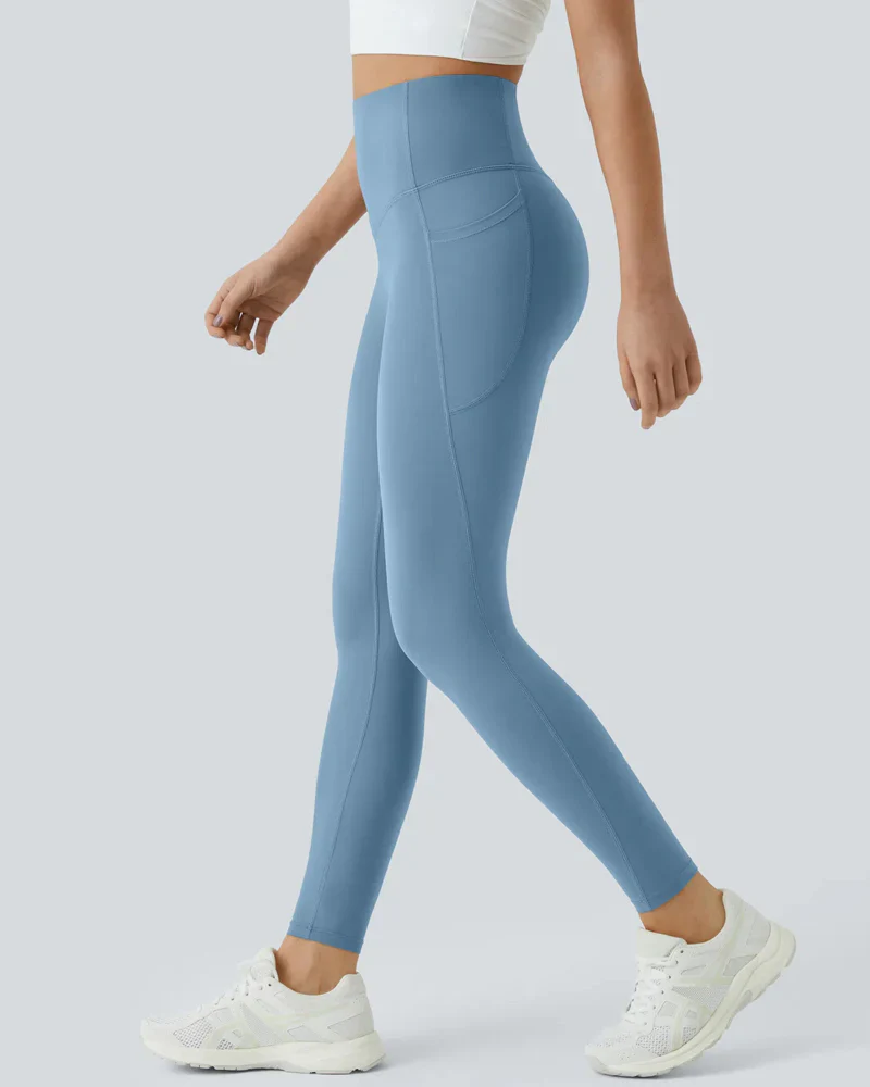 High Waisted Butt Lifting Tummy Control Side Pocket Shaping Training Leggings - Image 45