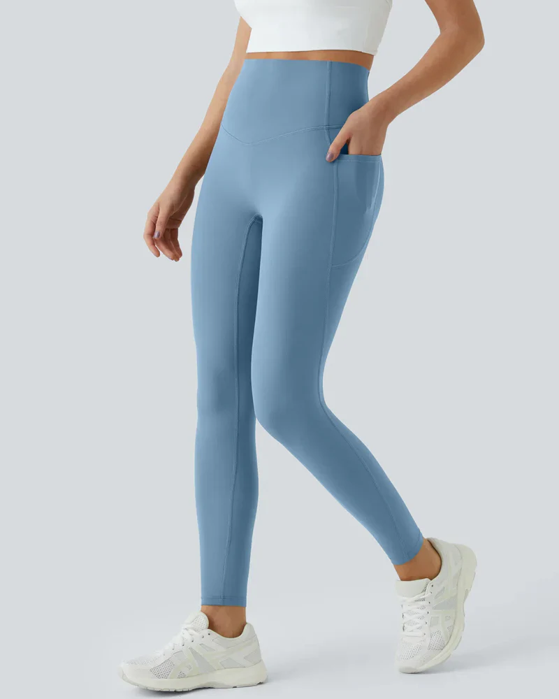 High Waisted Butt Lifting Tummy Control Side Pocket Shaping Training Leggings - Image 48