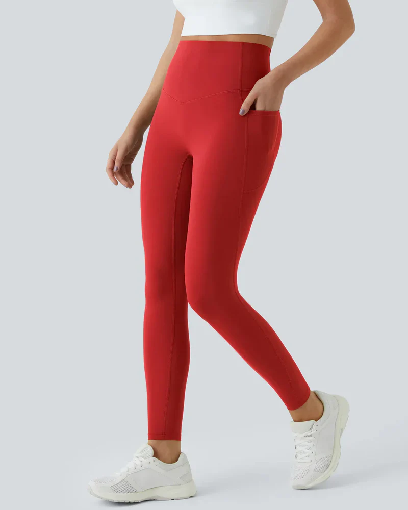 High Waisted Butt Lifting Tummy Control Side Pocket Shaping Training Leggings - Image 55