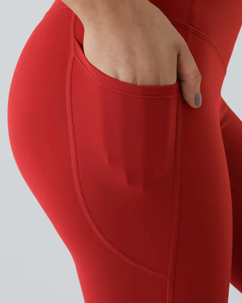 High Waisted Butt Lifting Tummy Control Side Pocket Shaping Training Leggings - Image 57