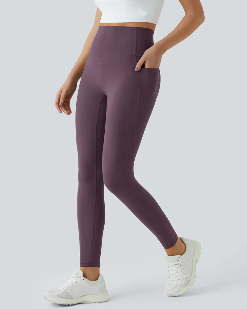High Waisted Butt Lifting Tummy Control Side Pocket Shaping Training Leggings - Image 76