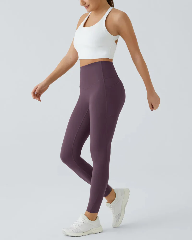 High Waisted Butt Lifting Tummy Control Side Pocket Shaping Training Leggings - Image 79