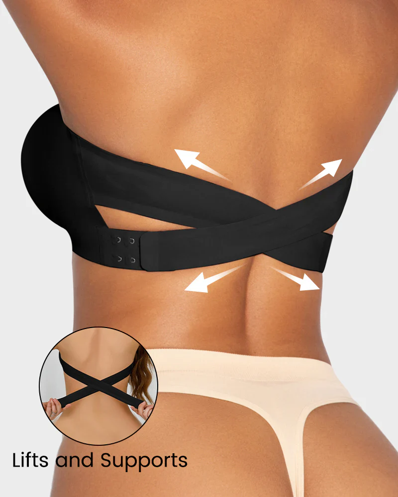 Non-Slip Crossover Side Hook Bandeau Bra - Image 15