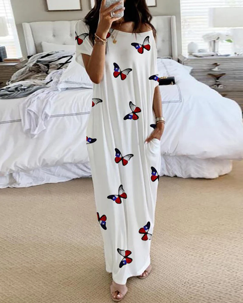 Off-Shoulder Batwing Sleeve Maxi Dress - Image 12