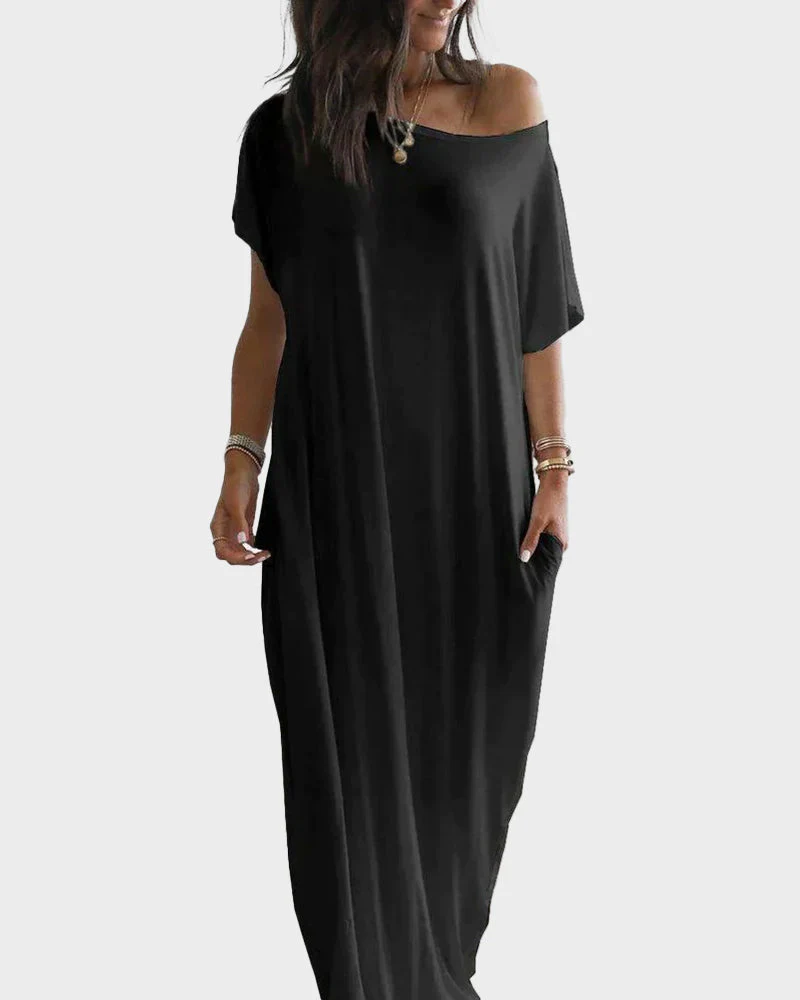 Off-Shoulder Batwing Sleeve Maxi Dress - Image 5