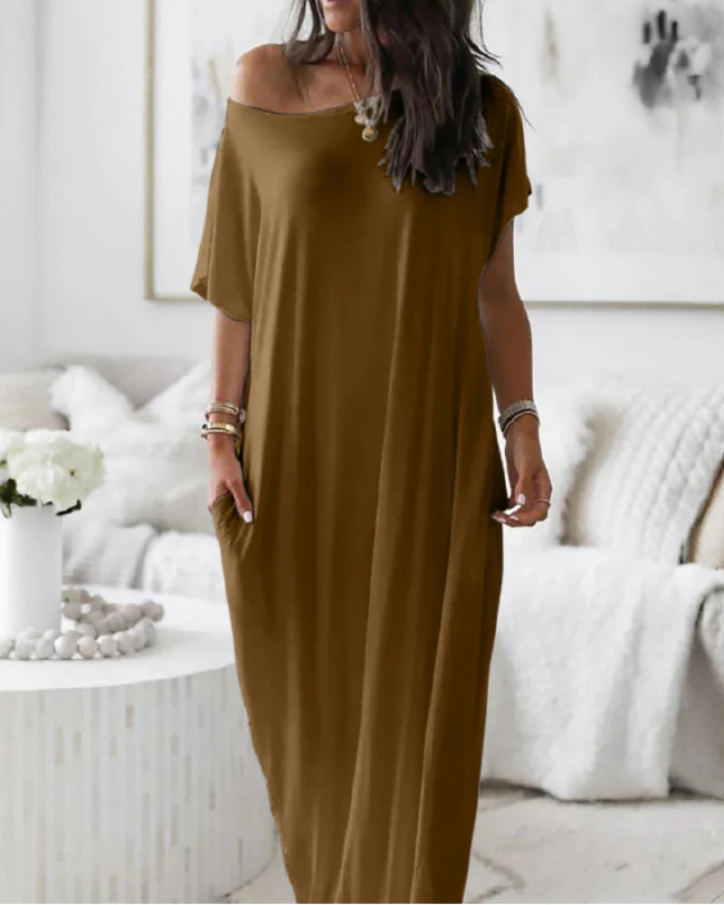 Off-Shoulder Batwing Sleeve Maxi Dress - Image 9