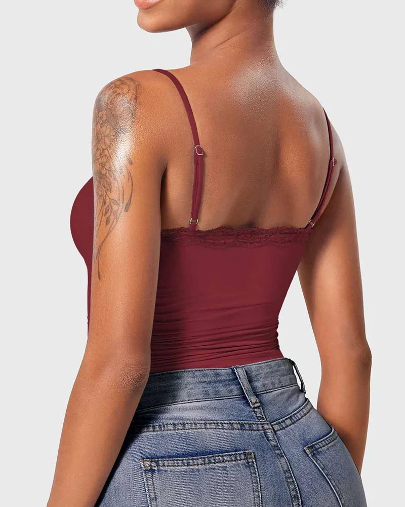 Padded Lace Cami Top Double Lined Sexy Tank Top - Image 10