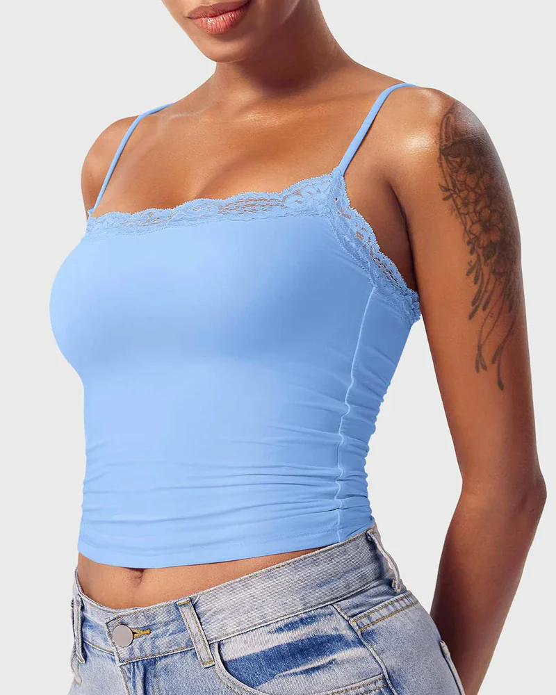 Padded Lace Cami Top Double Lined Sexy Tank Top - Image 13