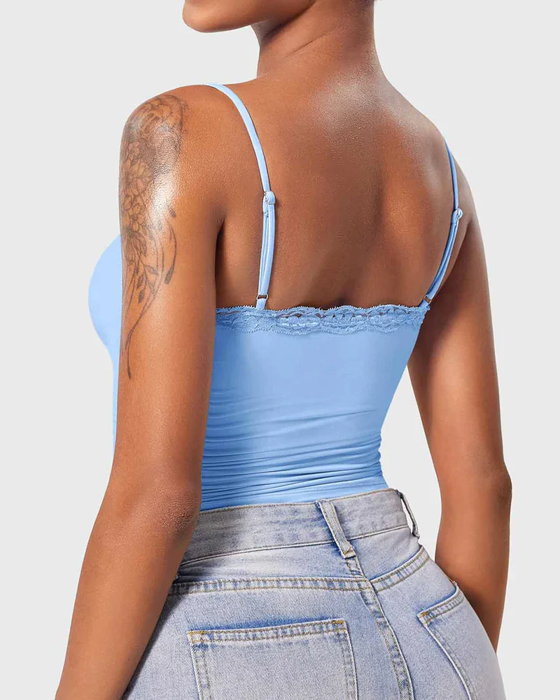 Padded Lace Cami Top Double Lined Sexy Tank Top - Image 14