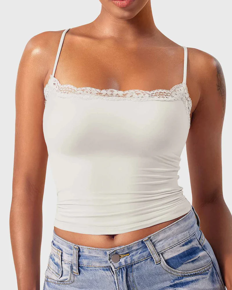 Padded Lace Cami Top Double Lined Sexy Tank Top - Image 15