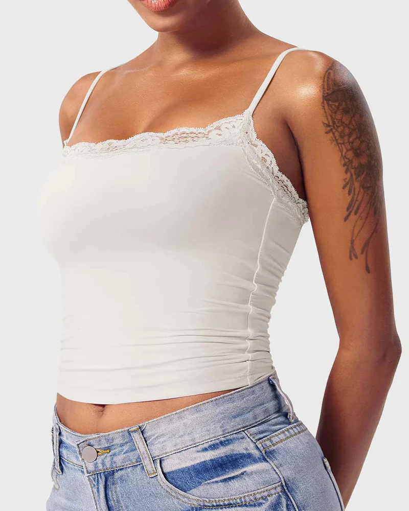 Padded Lace Cami Top Double Lined Sexy Tank Top - Image 17