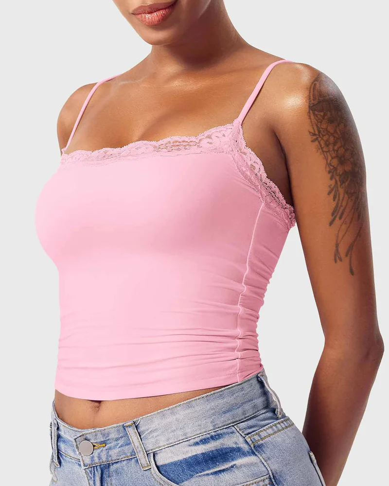 Padded Lace Cami Top Double Lined Sexy Tank Top - Image 22