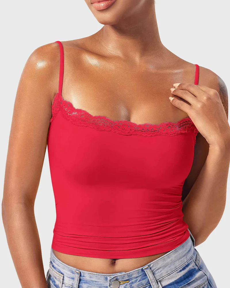 Padded Lace Cami Top Double Lined Sexy Tank Top - Image 24