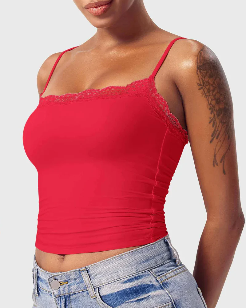 Padded Lace Cami Top Double Lined Sexy Tank Top - Image 25